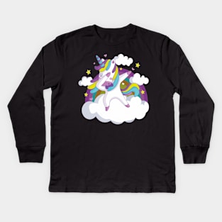 Unicorn dancing Kids Long Sleeve T-Shirt